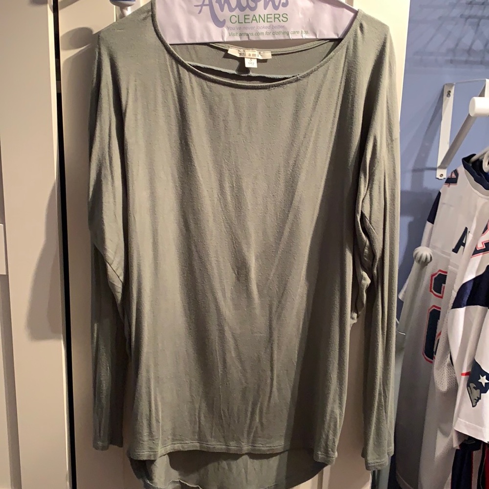 Green Cotton Long Sleeve Top — SIZE SMALL